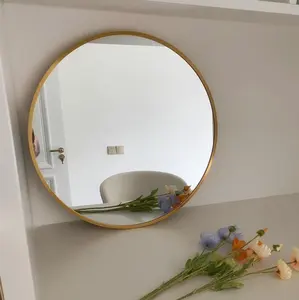 decor design luxury gold framed bedroom wall living room mirror glass mirror round