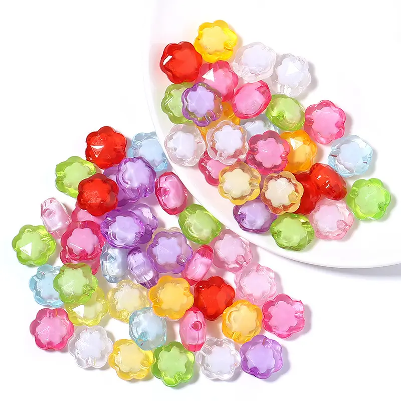 Hot sale Assorted Candy Color Flower Acrylic Round Bead,for Hair Braids DIY Craft Bracelet Jewelry Necklace Making