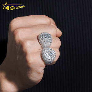 Vergoldeter Herren <span class=keywords><strong>ring</strong></span> Feiner Schmuck Schneller Versand GRA Moissan ite Herren <span class=keywords><strong>ring</strong></span> 925 Silber Iced Out Hip Hop Ringe - Product Image 2