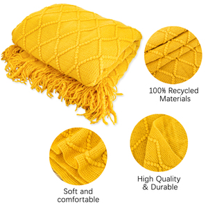 Cheap Super Soft Run Acrylic Textured Solid Decorative <strong>Throw</strong> Lightweight Knitted Blanket <strong>for</strong> <strong>Bed</strong> and Sofa - Product Image 5