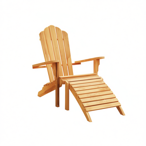 Silla Adirondack de Madera de Teca Sólida con Reposapiés, Muebles de Jardín para Exteriores - Product Image 1
