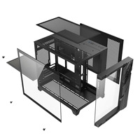Ruix Aerospace Mini Full View Mid Tower PC Case RGB LED Strip LOGO Display Tempered Glass Computer Case Towers Gaming PC Cabinet