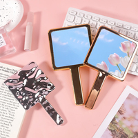 Vente en gros d'usine Miroir de maquillage de poche portable en plastique ABS Miroir de beauté carré personnalisé avec logo personnalisé