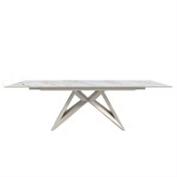 Tables de salle à manger modernes de luxe extensibles avec plateau en céramique blanche, tables de restaurant commerciales rectangulaires, ensemble de tables de salle à manger