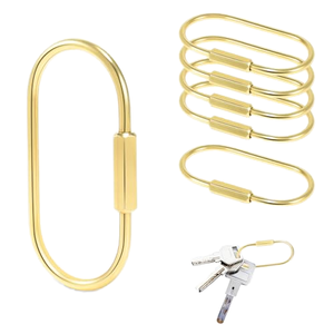 Brass Carabiner <b>Keychain</b> Durable Metal Key Organizer Clip for Backpack Belt Loop Camping Business Gifts and Daily Use - Product Image 1