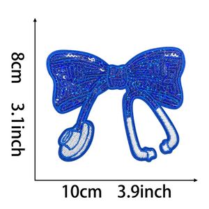 Hot Sell Stock 10cm Iron on Sequin Embroidered Bow Shape Stethoscope <b>Nurse</b> Patch - Product Image 6