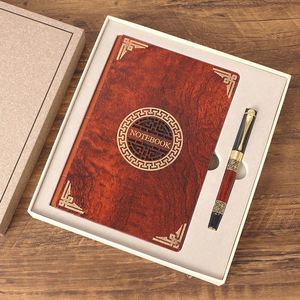 Chinese Style Luxury Retro Business Gift Set In-Stock Stainless Steel Red <b>Mug</b> Notebook USB with Letterpress Printing Custom Logo - Product Image 4