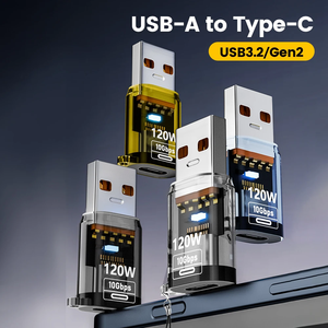 Adattatore USB-A Maschio a Type C Femmina 120W, Uscita DC, Trasparente, USB 3.2 Gen2 10Gbps, Trasferimento Dati <span class=keywords><strong>OTG</strong></span> per <span class=keywords><strong>iPhone</strong></span> 15/16, Laptop, Tablet - Product Image 2