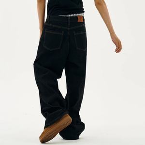 Jean en denim brut 100 % coton, coupe décontractée taille mi-haute, double épaisseur aux genoux, denim selvedge de haute qualité, jambe droite, pour homme, vente en gros - Product Image 3