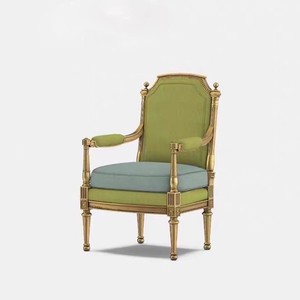 Canapé de loisirs en bois massif rétro français, fauteuil vintage doré pour salon et salle à manger, chaise de balcon de luxe pour villa - Product Image 1