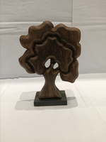 Sculpture d'arbre de vie abstraite sculptée à la main en bois massif, statue d'arbre en bois creux vintage, décoration de table Wabi Sabi