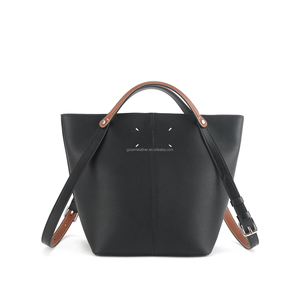 <span class=keywords><strong>Sac</strong></span> à bandoulière seau de grande capacité, de haute qualité, en cuir véritable pour femmes, doux, durable, fermeture à bouton, imperméable, de luxe - Product Image 3