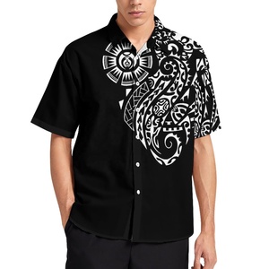 Chemises Hawaïennes de Haute Qualité pour Hommes, Vêtements Polynésiens, Motifs de Tatouages Samoans, Chemises Noires en Gros, Chemises Formelles des Îles du Pacifique - Product Image 1