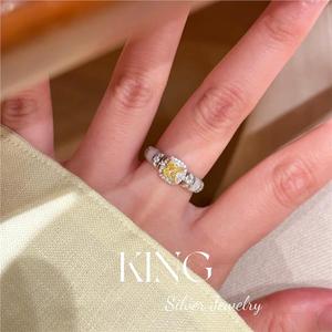 Anillo de plata de ley S925 de King Silver Jewelry con circonita cúbica amarilla y nácar blanco para mujer, ideal para regalo. - Product Image 5