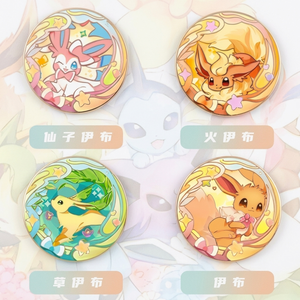 Anime Pokemond Pin Badge Pikachu Eevee Evolution Button Pins Cute Holographic Brooch Collectible Ita Bag Accessories Wholesale - Product Image 3