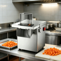 Commerciële elektrische krachtige motor aangedreven groente- en fruit snijmachine, multifunctioneel voor het snijden en raspen van aardappelen, wortelen en uien