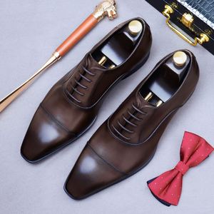 Chaussures en cuir de luxe pour hommes, chaussures habillées pour affaires, en cuir de vachette, antidérapantes et confortables, chaussures Oxford de haute qualité faites à la main pour hommes - Product Image 2