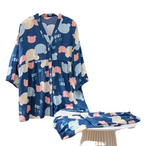 Ensemble de chemises de nuit pour femmes à col en V, en fibre de viscose, respirant, durable, <span class=keywords><strong>taille</strong></span> élastique, <span class=keywords><strong>grande</strong></span> <span class=keywords><strong>taille</strong></span>, vêtements d'intérieur d'été - Product Image 2