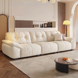 Cream Style Chenille Fabric Sofa, Modern Minimalist Straight Row Designer Leisure Sofa for Home Living Room - Product Image 1