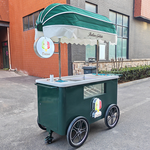 Chariot à glaces mobile personnalisé <span class=keywords><strong>de</strong></span> haute qualité avec réfrigérateur et équipement, chariot à pousser à la main pour l'extérieur - Product Image 1