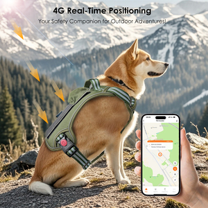 Nouveau moniteur de santé en plein air, harnais pour chien, traceur <span class=keywords><strong>GPS</strong></span>, réseau 4G, étanche IP67, traceur solaire - Product Image 4