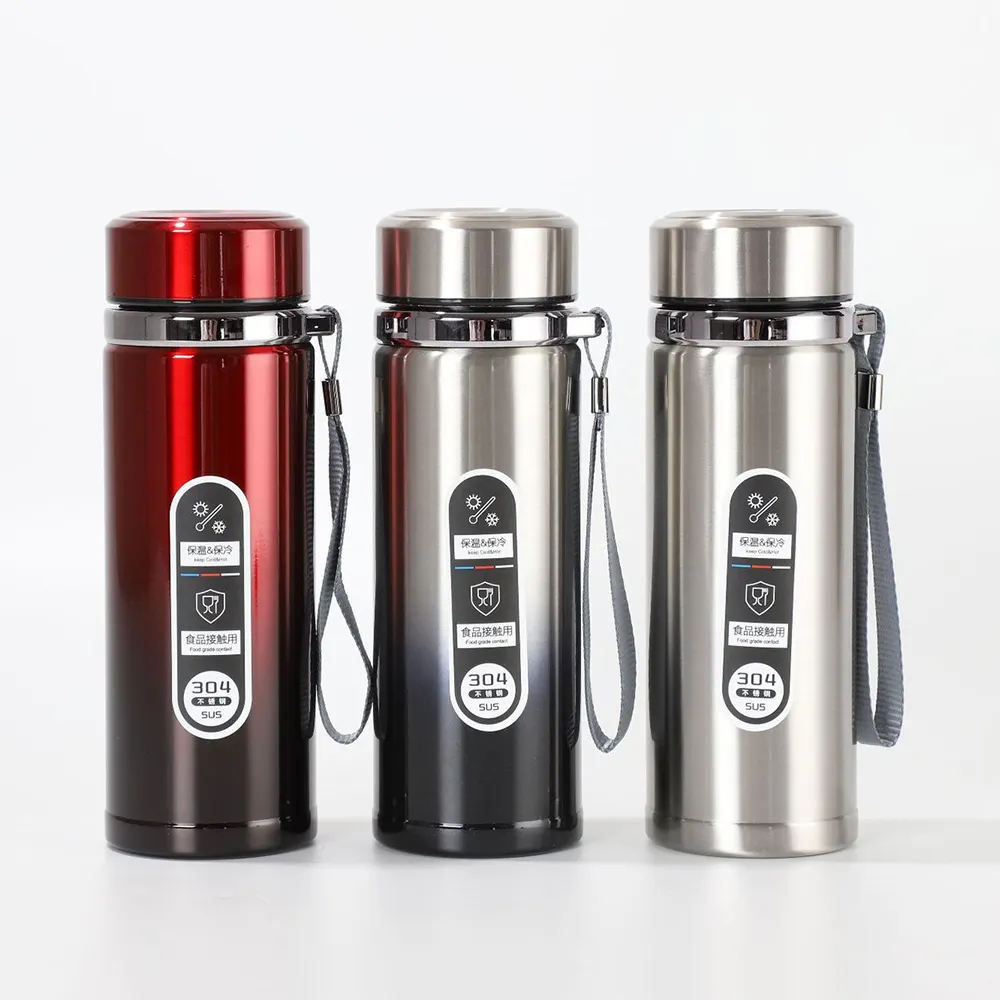 CHUFENG Water Bottle Stainless Steel Tumbler Gradual Color Hydro Vacuum Flask with Rope Wide Mouth Sport Business Thermos