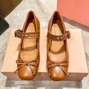 Zapatos Casuales de Mujer, Modelo Miu Ballet Flats, Ligeros, Cómodos, de Cuero Genuino de Alta Calidad, con Diseño de Hebilla Elegante, para Otoño/Verano - Product Image 3