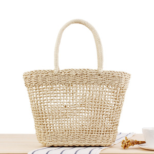 Nuova Borsa da Spiaggia Estiva, Cesto Intrecciato a Mano in <span class=keywords><strong>Vimini</strong></span>, Borsa a Rete Traforata in Paglia - Product Image 2