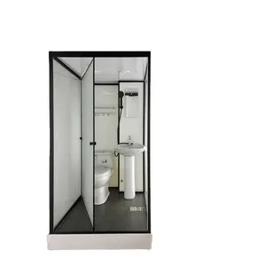 Cabine de banheiro pré-fabricada de vidro para banheiro pequeno, cabine de chuveiro e banheiro