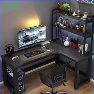 <span class=keywords><strong>Escritorio</strong></span> para Computadora en Forma de L Wayon con Textura de Fibra de Carbono y Estante para Pantalla, Configuración Completa para Gamers y Oficina en Casa - Product Image 3