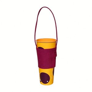 Foldable Canvas Milk Tea Coffee Cup Sleeves with Hook Colorful <b>Portable</b> Tote Bag Hand-held Beverage Sleeve Direct Supply - Product Image 5