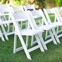 Toptan Açık Hava Bahçe Etkinliği Partisi Düğün Beyaz Reçine Katlanır Sandalyeler