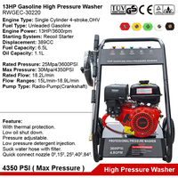 Nettoyeur haute pression à essence pour moteur à essence industriel 13HP Pompe à jet d'eau Machine à laver voiture Nettoyeur haute pression portable à essence