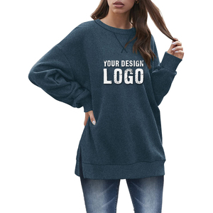 Sudadera Holgada con Cuello Redondo y Hombros Caídos para Mujer, Estilo Casual Urbano, Color Sólido, Tallas Grandes - Product Image 5