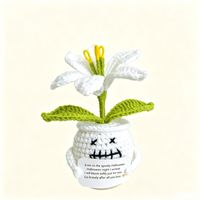 Mini plante en pot au crochet fantaisie d'Halloween, poupée monstre faite à la main, décoration de bureau mignonne, cadeau