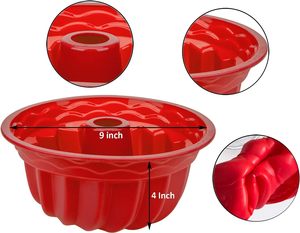 Moules à gâteau en silicone cannelés, moule à pâtisserie rond en silicone, moule tube cannelé sans BPA de 9 pouces, moules de cuisson antiadhésifs pour gâteaux - Product Image 4