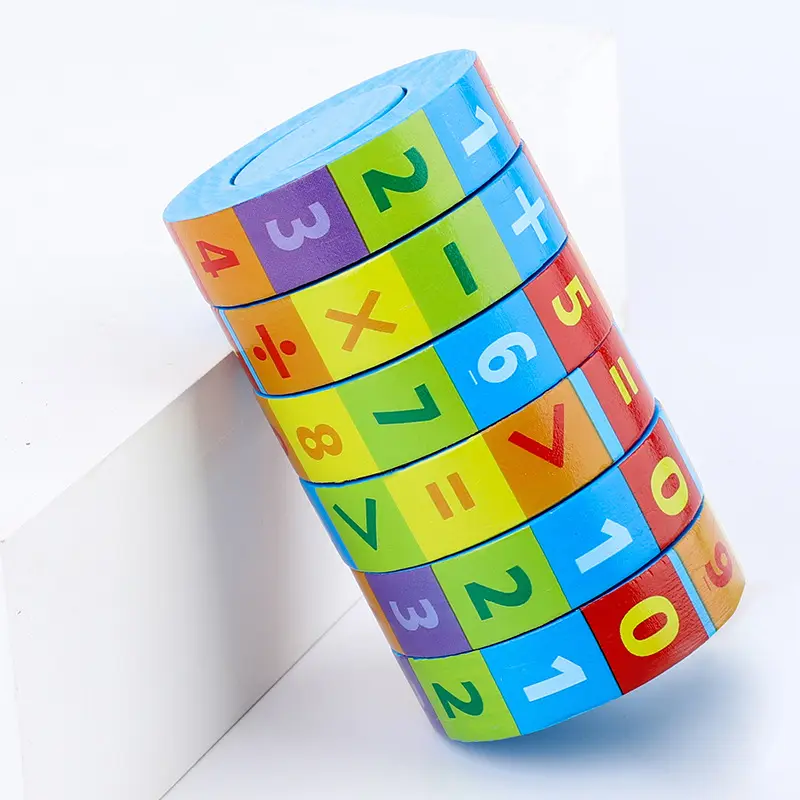 교육 완구 수학 학습 큐브 나무 원통형 회전 디지털 지능 매직 큐브 장난감