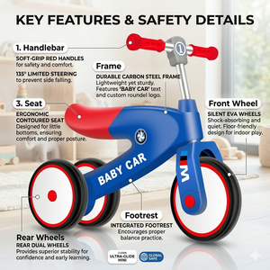 Bicicleta de Equilibrio para Niños Pequeños de 3 Ruedas, Antivuelco y Ligera, Certificada por EN71, Directo de Fábrica - Product Image 3