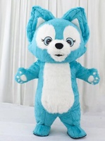 Costume de mascotte gonflable de renard bleu certifié à fourrure longue pour adultes, idéal pour le cosplay, les défilés et les fêtes