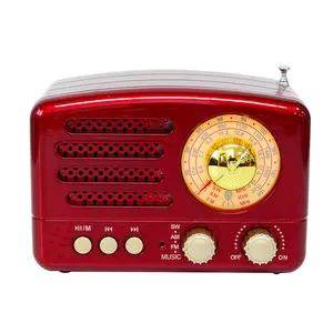 便携式复古收音机风格FM AM SW 3波段迷你收音机无线扬声器USB TF BT MP3播放器