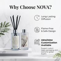 Diffuseur de parfum d'ambiance de luxe NOVA Hotel en verre avec bâtonnets, arôme longue durée, sans BPA et sans alcool, pour usage domestique