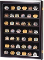 Estuche de exhibición de monedas personalizado Black Medal Challenge para colgar en la pared y caja de sombra con cerradura
