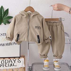 2026 New <strong>Male</strong> Baby Spring Autumn Sports Outdoor Cotton Cowboy Pattern Formal Clothing Children's Hooded Pocket Three-Piece Set - Product Image 4