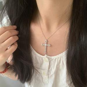 Wenchi S925 Pure <b>Silver</b> Antique Style Running Ring Necklace Bubble Sparkling Diamond High-End Niche Fashionable <b>Stud</b> Earrings - Product Image 5