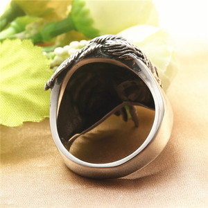 <b>Indian</b> Skull <b>Ring</b> Stainless Steel Men's Punk Jewelry Retro Silver Gift - Product Image 2