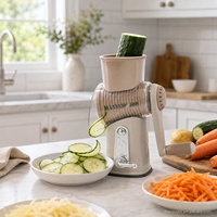 Râpe manuelle rotative pour légumes, 8 lames, manivelle, lame en acier inoxydable, multifonction, base stable, coupe-légumes de cuisine