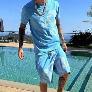 T-shirt imprimé personnalisé avec logo brodé, style streetwear, manches courtes, costume sportif pour homme - Product Image 3