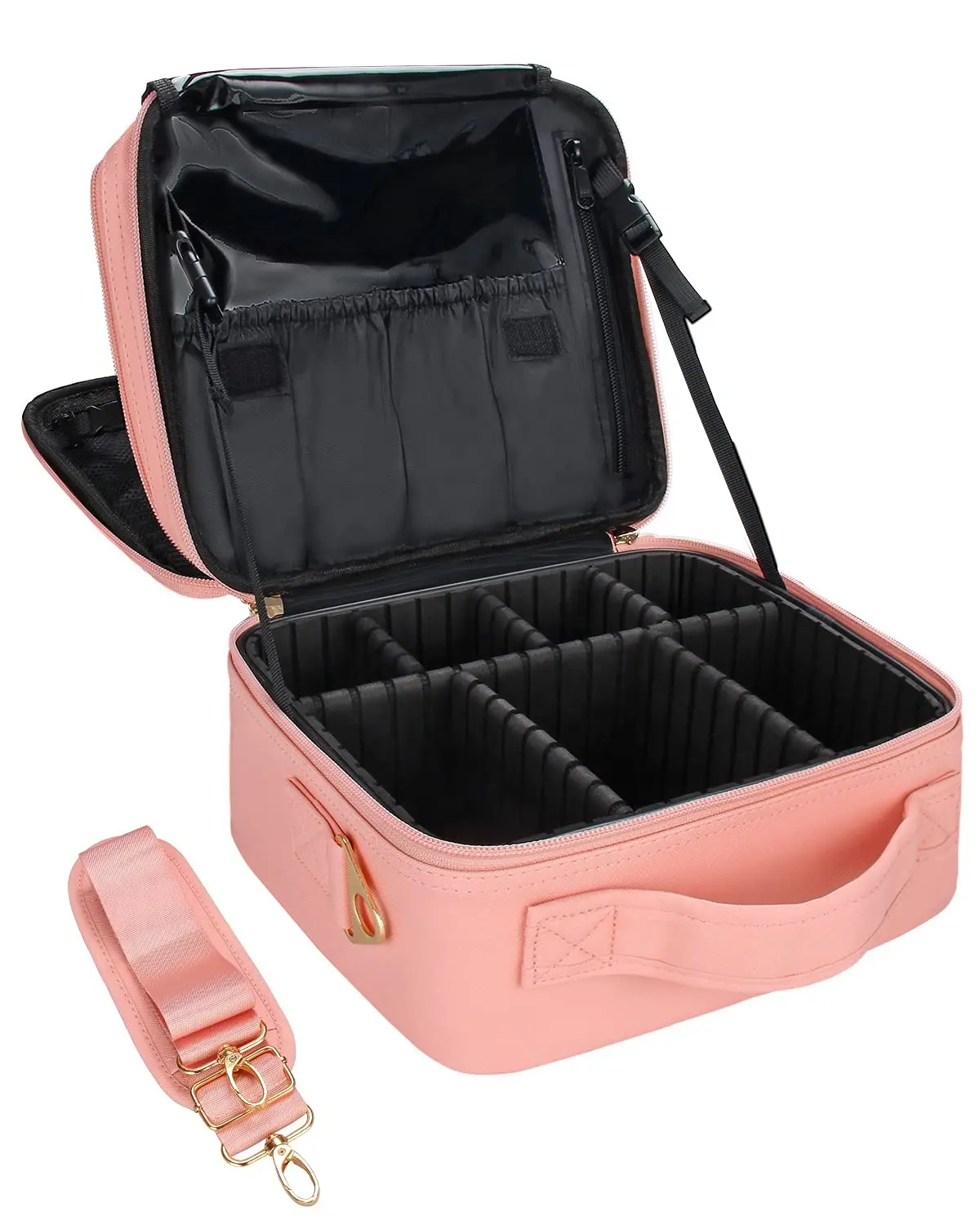 Bijoux de toilette avec diviseurs réglables voyage maquillage Train Case maquillage cosmétique étui organisateur Portable artiste sac de rangement