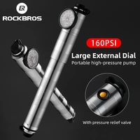 ROCKBROS-Pompe à vélo CNC, baromètre anti-poussière AV/FV, ultralégère, portable, haute pression, en alliage d'aluminium, mini pompe à vélo