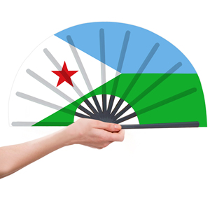 Abanicos Plegables de Bambú con la Bandera de Djibouti al por Mayor, Abanico de Mano para Carnaval, Boda, Festival, Fiesta, Agencia de Viajes - Product Image 4